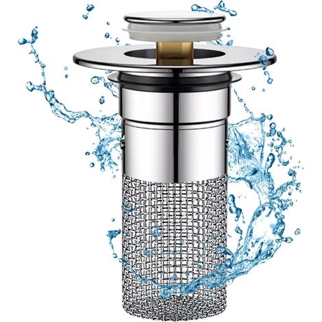 Bouchon de vidange pour lavabo filtre de vidange avec panier (1/5)