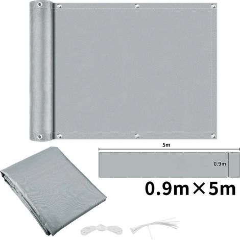 (Gris clair 90x500CM) Écran de clôture d'intimité imperméable avec perforations, résistant aux UV, convient aux cours extérieures. (1/5)