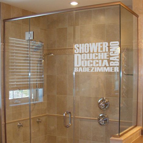 Ambiance Sticker Porte de Douche, film dépoli vitre, Langues, 55 x 80 cm