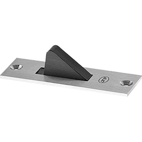 Butoir de porte escamotable – Inox 304 – Entraxe 65 mm – Longueur 75 mm – Décor satiné – Fixation au sol par 2 vis (1/3)