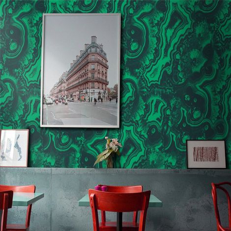 Carta da Parati Malachite Verde in Fogli di Carta, 250x200cm (1/5)