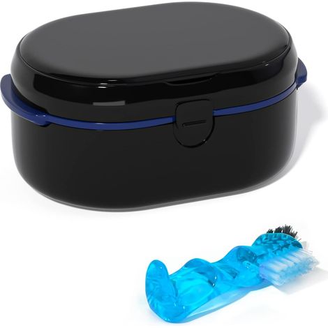 Dental Appliance Storage Box for Dipping and Storing Mouthguard Magnetic with Toothbrush (Black) (1/5)