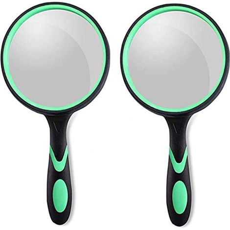 Lot de 2 loupes en verre grossissant 10 x 75 mm pour enfants en bas âge, avec poignée pour lecture, travail rapproché, insectes, science, observation passe-temps