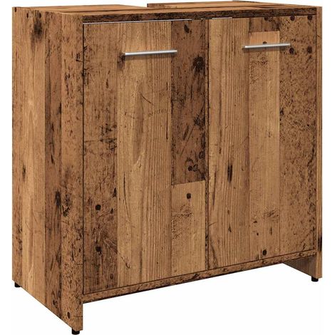 Armoire lavabo de salle de bain vieux bois 60x33x60 cm