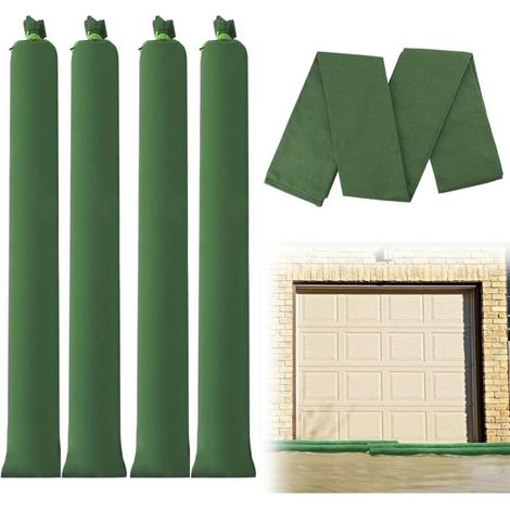 Hochwasserschutz-Sandsack-Set, 4 Stück, wiederverwendbar und hochwasserbeständig, 150 x 19 cm, zum Hochwasserschutz in Garagen, Türen und Kellern