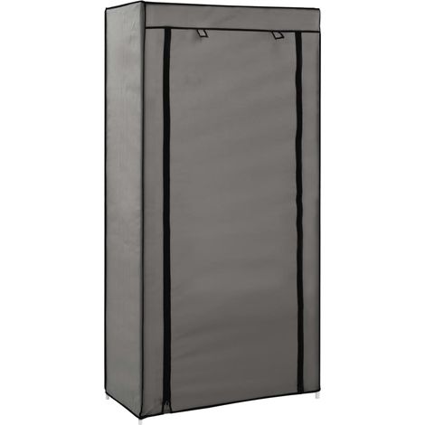 Armoire à chaussures range chaussures rangement meuble entrée couloir salon avec housse 58 x 28 x 106 cm Tissu gris (1/5)
