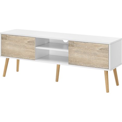 Meuble TV 120 x 30 x 47 cm blanc effet chêne