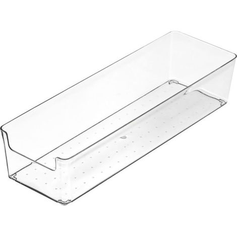 Boîte de rangement transparente pour tiroirs de cuisine, grande et rectangulaire, en plastique durable. (1/5)