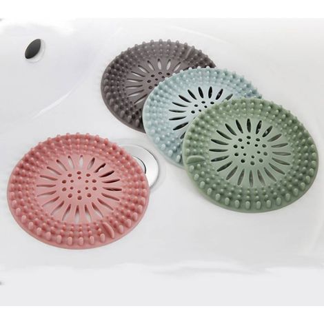 Copri scarico doccia elastico in vari colori, adatto per bagno, vasca, doccia e lavandino, confezione da 4 (1/4)