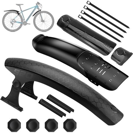Garde-boue Vélo VTT VTC Arrière et Avant Libération Rapide Réglable Amovible Anti-boue Accessoire Vélo Haute Résistance Protection Optimale Intempéries Pluie Boue Sable (1/5)