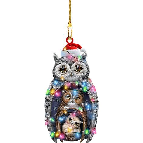 Christmas chicken pendant with hat and scarf, hanging ornament for Christmas tree, holiday party decoration (1/5)