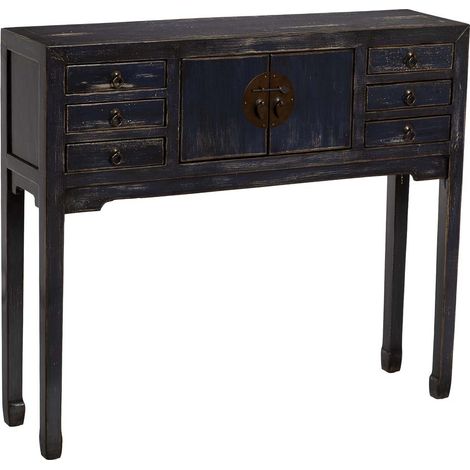 Recibidor de madera negro envejecido 100x26x87h cm