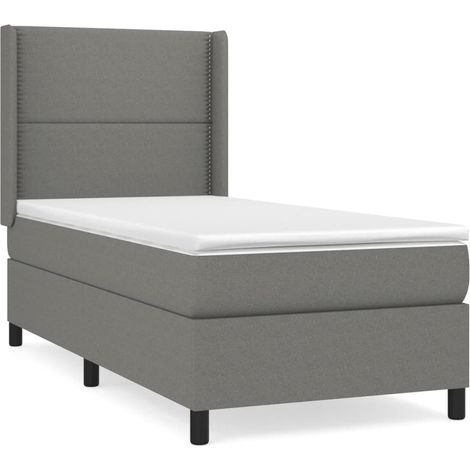 Maison Exclusive - Giroletto a Molle con Materasso Grigio Scuro 90x200 cm Tessuto