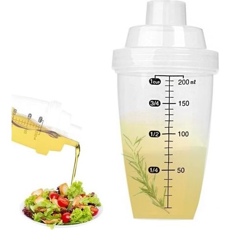 Shaker à Vinaigrette 200 ML Plastique Shaker Sauce Mélangeur pour Salade,marinades - Melangeur Vinaigrette Gradué - Anti-Fuite (1/4)