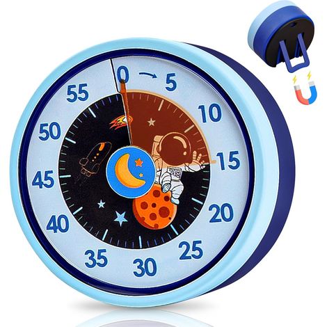 Visueller Kinder-Timer, rostfreier magnetischer Zeitmesser, robustes Design für die Küche, Schule, Büro – präzise und leise, blau, 8 x 8 x 7,7 cm