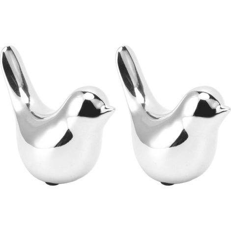 2 Pièces Oiseau Céramique Électrodoré Décoratif Style Nordique Moderne Figurine Abstraite Décoration Bureau Maison Cadeau Argenté Grand (1/5)