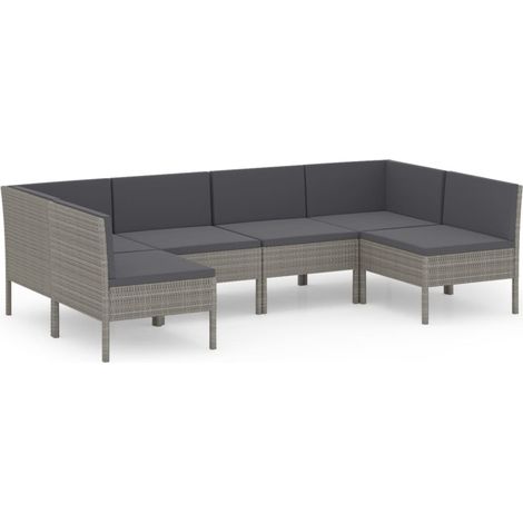 Maison Exclusive - 6-tlg. Garten-Lounge-Set mit Auflagen Poly Rat