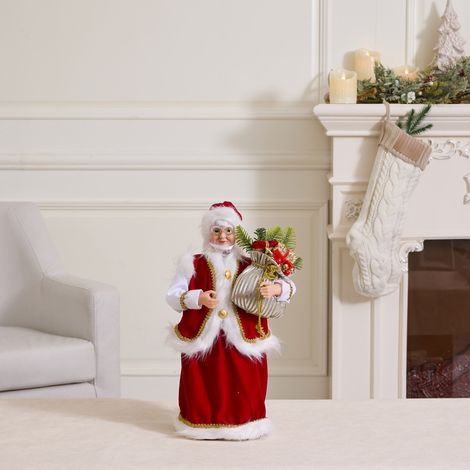 Ochine Statuetta Babbo Natale 30 cm – Tessuto Non Tessuto e Plastica, Design Tradizionale Elegante – Decorazione Festiva per Interni, Tavoli e Uffici (1/4)