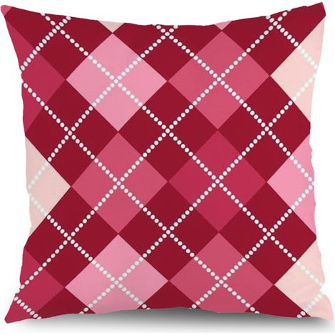 Housse de coussin carreaux été, décoration salon élégant,40×40cm (1/5)