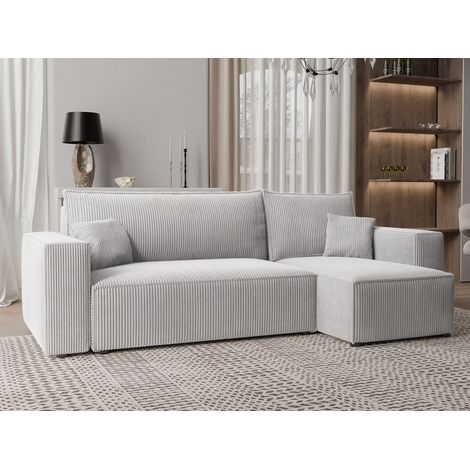 Ecksofa Schlafsofa Sofa ADARA in Stoff Poso Hellgrau Ottomane Rechts (1/4)