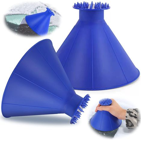 Car Ice Scraper Round, 2-Pack Car Ice Scraper, Car Ice Scraper with Funnel Round, Car Ice Scraper with Funnel 360 Degree Car Window Ice Scraper for Car Windshield Windows (1/5)