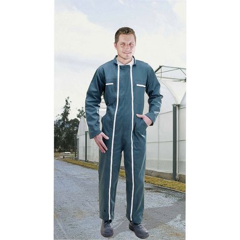 Combinaison de protection verte taille S – Poly coton 245 g/m² – Fermetures à glissière pour enfilage rapide – Pour travaux en extérieur
