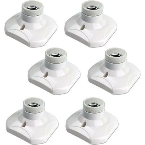 Douille Plafond E27 à Visser, Douille E27 Garage, AC 220-240V, Support Douille pour Ampoule LED, Base Plafonnier Culot E27, Base de Lampe Plastique Blanche pour Lampe au Mur, lot de 6 (1/4)