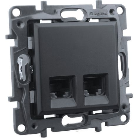 Doppia presa RJ45 per computer, nera, Niloe Step 2472 (1/5)