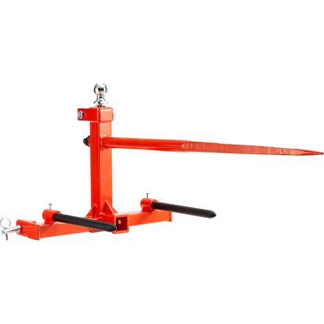Mophorn – Lance à foin 49 pouces – Capacité de charge 1 600 lb – Fixation tracteur 3 points – 2 lances stabilisatrices 17,5 pouces – Acier à ressort durable