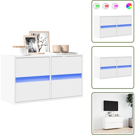 Armadio con cassetti - vidaXL Mobile TV a Parete con Luci LED Bianco 80x31x45 cm - Armadio salvaspazio