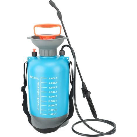 Pulvérisateur à pression portable de grande capacité (5 L) pour pelouse et jardin, idéal pour les fermes, les jardins et les parcs (bleu). (1/5)