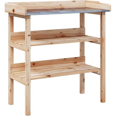 Table à plantes avec étagères, 78x38x82,5 cm, en bois de cèdre massif. (1/5)