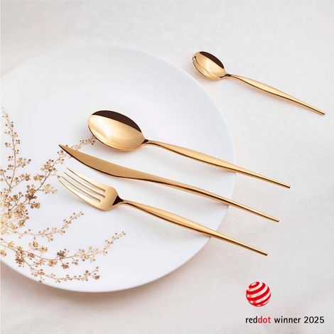 NATURA GOLD, Posate Set 24 Pz, Scatola Finestra, Casa Bugatti - Colore: Oro Lucido (1/3)