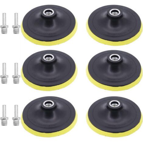 Lot de 6 Plateaux de Ponçage 150mm Disques Abrasifs Assiette de Ponçage avec Filetage M14 Fermeture Auto-agrippante Plaque de Support de Ponçage Polissage pour Perceuse Meuleuse d'angle