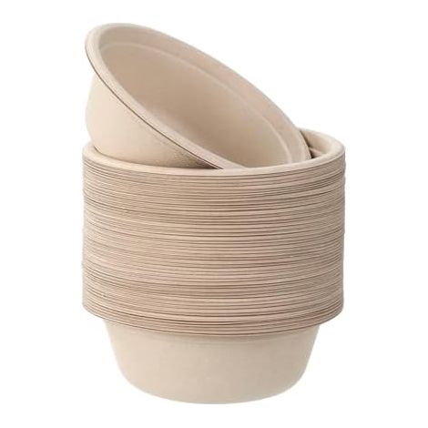 Vaisselle 500ML, Résistant et Solide, Vaisselle Canne à Sucre, Assiettes, Bols Salade, Bols Carton pour Usage Quotidien et Dehors Party (500ML) (1/5)