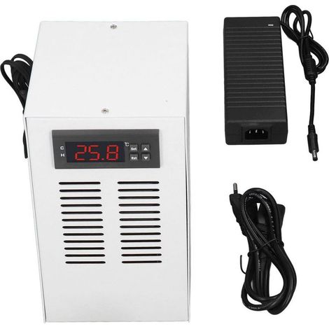 Refroidisseur D'aquarium, 72 W 3 L Min 30-35 DB Refroidisseur D'eau à Faible Bruit D'aquarium Spécial Silencieux Compresseur de Réfrigération avec Contrôle (Prise. (1/5)