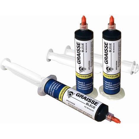 Méduze - 3 graisses bleues en seringue 25g - Grade NLGI 2 - Extrême pression - Multifonctions - Anticorrosion (1/5)