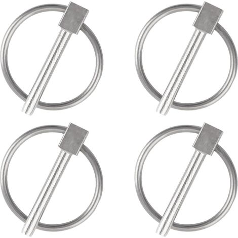 Goupille de sécurité, 4PCS Dia 4mm Acier inoxydable Goupille de sécurité ronde Goupille de verrouillage de remorque Goupille de fixation de Lynch pour piste Ferme Pelouse (1/5)