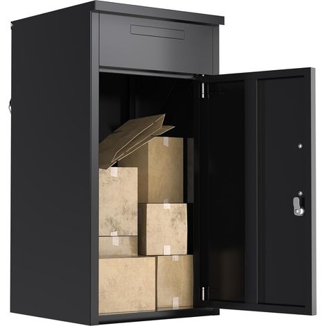 YODOLLA Boite aux Lettres Colis avec Verrouillable à Clés97x43x41CM,Noir Boîte à Colis exterieurBoîte Aux Colis avec Fente à Courrier&Couvercle Rabattable Résistant Aux Intempéries pour Jardin (1/5)