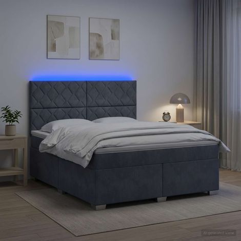 Lit boxspring avec matelas Gris foncé 180 x 200 cm Velours (1/5)