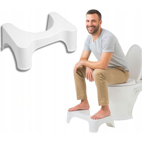 Tabouret WC - 42 x 26 x 17 cm - Blanc - Antidérapant - Position ergonomique