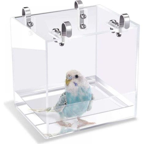Baignoire pour oiseaux avec crochets de suspension pour petits oiseaux, perroquets, inséparables, canaris(13x11x13CM)