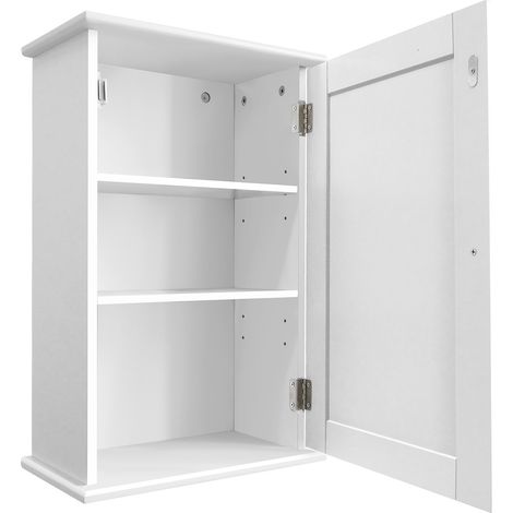 Bathroom Cabinet Wall Mounted Waterproof MDF Door Storage Cupboard Furniture