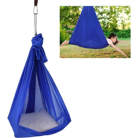 Hamac élastique pour balançoire d'intérieur et d'extérieur, hamac d'entraînement de yoga aérien sensoriel élastique, bleu royal (1/5)