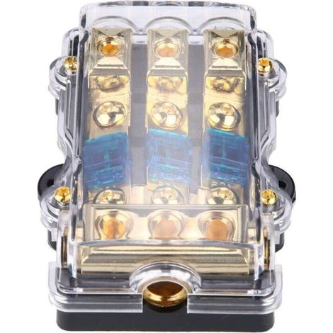 Porte-Fusible, 24 V 60A Bloc de Distribution de Fusible Boîte à Fusibles de Circuit Audio Stéréo Automatique 1 Sortie sur 3 Porte Fusible