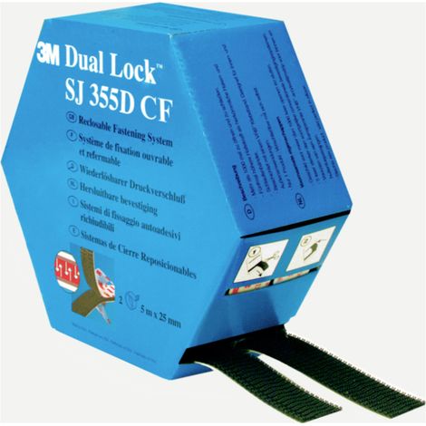 3M Dual Lock SJ355DCF REF Klettband zum Aufkleben Pilzkopf (L x B) 5000 mm x 25 mm Schwarz 1 Paar