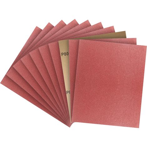 Papier de Verre, Papier Abrasif 80 Grains Utilisé pour polir le métal le bois les voiture, 10 Pièces Papier à Poncer 9x11 pouces (23x28cm) (1/5)