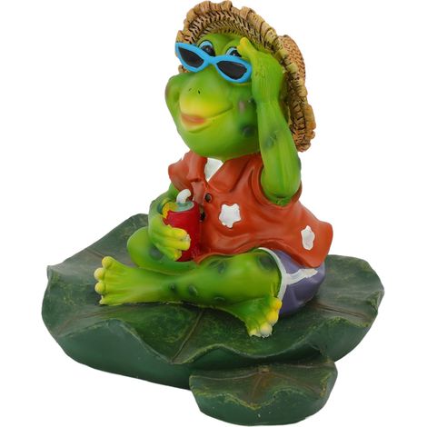 Statue de grenouille flottante, adorable sculpture de grenouille en résine, ornement de jardin pour bassin extérieur (1/5)