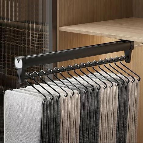 Porte Pantalon Coulissant,Barre Penderie,Barre Telescopique avec Fermeture Douce, Porte Pantalon Coulissant 22 Pièces,économise de L'espace de Stockage(55cm x10cm) (1/4)