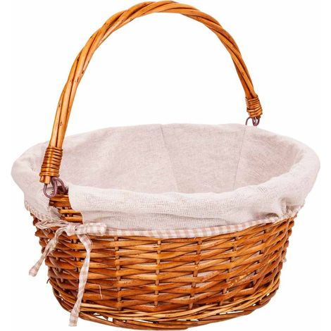 Cesta mimbre forrado con asa abatible marrón d37x17/30 (1/5)
